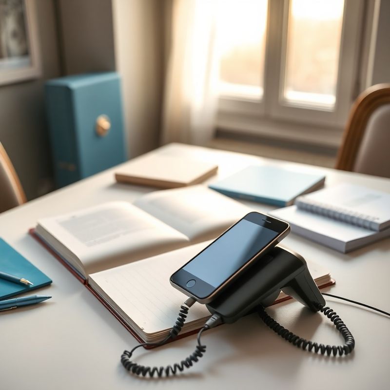 Otevřený zápisník a telefon na stole v poradenské kanceláři